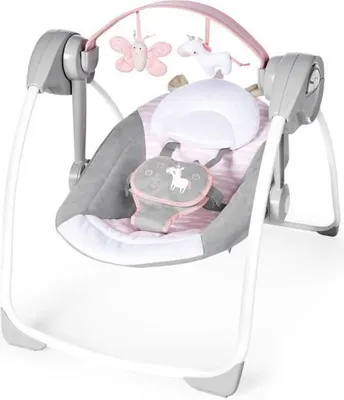 Image de Transat Bébé Électrique Pliable Ingenuity Flora, Balancelle Portable, Arche de Jeux, 0-9 Mois