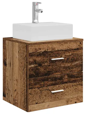 Zdjęcie produktu dla Umywalka ścienna z szafką Stare drewno 49,5 x 41 x 62,5 cm