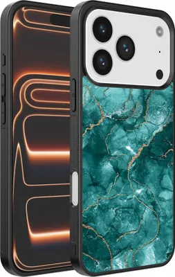Produktbild von Fit für iPhone 17 Pro Max Telefon Fall mit Marmor Druck - TPU zurück Abdeckung Fall Marmor Design - Gold Grün - Smartphonica