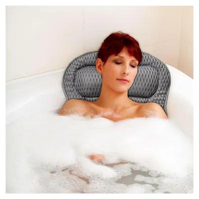 Produktbild von Badewannenkissen mit Saugnäpfen, Mesh Nackenkissen für Badewanne, Nackenkissen Badewanne Kopfkissen Komfort BadeKissen, für Home Spa und Badewannen