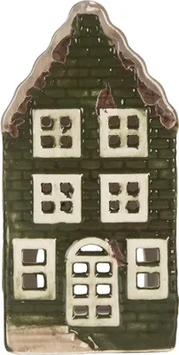 Immagine prodotto di Clayre & Eef Portacandele House 7x7x14 cm in Vetroceramica verde