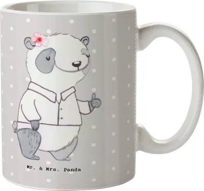 Produktbild von Mr. & Mrs. Panda Kaffeetasse Intercultural Manager Herz - Grau Pastell - Geschenk, Trinkbecher, haferl, Kaffeebecher, Teetasse, Tasse
