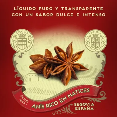 A marketing image featuring star anise and text describing the product.