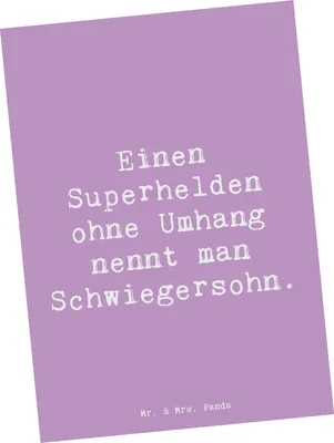 Produktbild von Mr. & Mrs. Panda einzelkarte Spruch Held Schwiegersohn - Lavendeltraum - Geschenk, Ansichtskarten, Humor, Postkarte, Postkarten, Lächeln, Ansichtskarte, Familie, Liebe