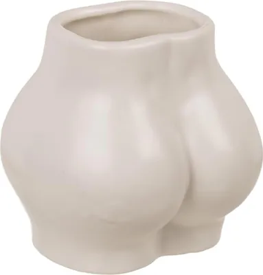 Image de Vase en céramique, blanche, dimensions : 11 x 8 x 10 cm, capacité : 450 ml, pour fleurs
