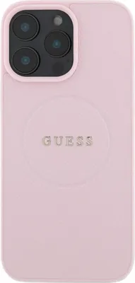 Zdjęcie produktu dla Guess, etui ochronne MagSafe do iPhone'a 16 Pro Max z teksturowanym wzorem, różowe