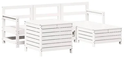 Produktbild von vidaXL 5-tlg. Garten-Sofagarnitur Weiß Massivholz Kiefer