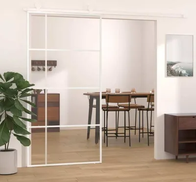 Zdjęcie produktu dla Drzwi przesuwne ESG szkło i aluminium 102,5x205 cm Biały