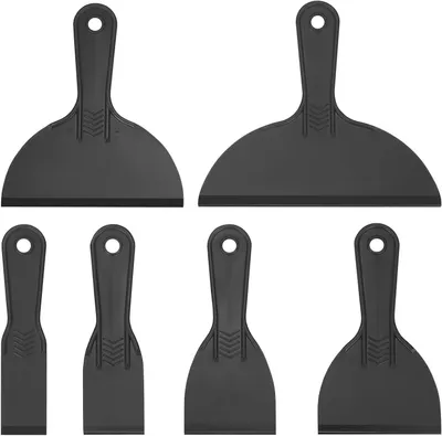 Productafbeelding van Kunststof Spatels - Kittenspatel Schraper - Verf en Behang - Gladde Oppervlakken - 6 Stuks - Zwart