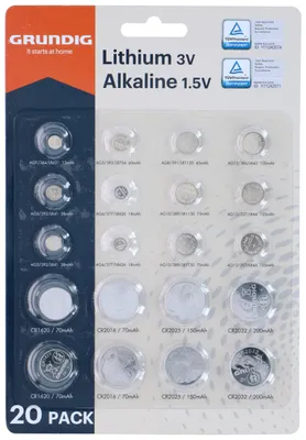 Image de Grundig 85572, piles bouton, 20 pièces, blanc argenté