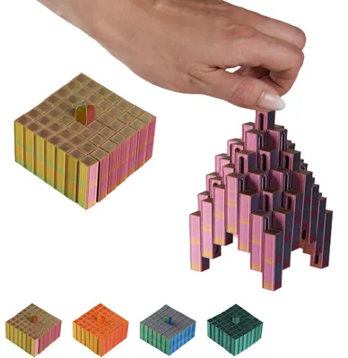 Image de Fidget Toy Flexi Grid – jouet de bureau articulé imprimé en 3D, 7,4 cm – Rouge-jaune-vert