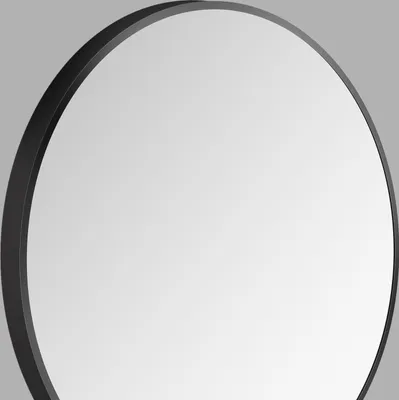 Produktbild von Wandspiegel rund Talos Black Style Matt Ø 80 cm - Badspiegel mit Aufhängegurt in Lederoptik - hochwertiger umlaufender Aluminiumrahmen in schwarz - Badezimmerspiegel