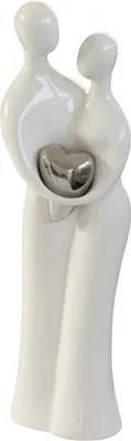 Produktbild von Dekofigur Paar - Casablanca - 86651 - Keramik weiss + glasiert mit silberf. Herz
