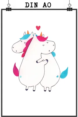 Produktbild von Mr. & Mrs. Panda Bild Einhorn Mitteilung DIN A0 - Weiß - Geschenk, Wandbild, Plakat, Valentinstag, Einhörner, Spruch, drucke, Liebe, Deko, Unicorn, Kunstdruck