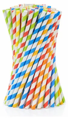 Produktbild von Papierstrohhalme COLOUR STRIPS 200x6mm / 100 Stück