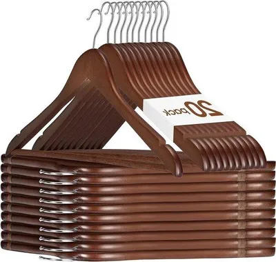 Produktbild von Holz Kleiderbügel Premium 45cm Walnuss Antirutsch