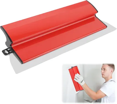 Imagen del producto de Espátula de 40 cm, con mango en forma de "Z" ergonómico, hoja de acero inoxidable de 0,3 mm, espátula plana, para placas de yeso