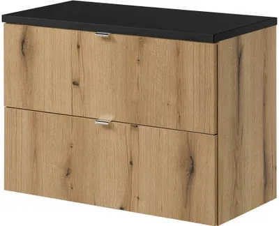 Zdjęcie produktu dla 'Skelbolu' szafka podumywalkowa z blatem i 2 szufladami 80 x 60 x 40 cm dąb / czarny