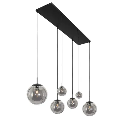 Produktbild von Pendelleuchte, Metall, Schwarz, Rauchglas, 6-Flammig