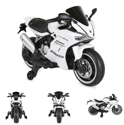 Obrázok produktu pre Moni detská elektrická motorka Surfer tréningové kolesá opierka nôh Bluetooth MP3 výstup biela