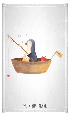 Produktbild von Mr. & Mrs. Panda Handtuch Pinguin Angelboot - Weiß - Geschenk, Mini-Handtuch, Boot, Leben, Trennung, Klein, Frotteetuch, Gästetuch, Gästehandtuch 30x50, Optimistisch