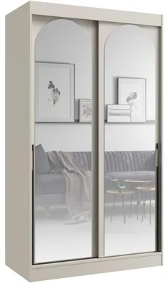 Productafbeelding van Kledingkast met spiegel, 120 cm, kleur: MOGI kasmir (kashmir) + zwart