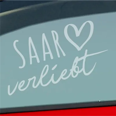 Produktbild von Auto Aufkleber Saar verliebt Herz Fluss River Wasser Water Liebe Car 19x10 cm Milchglas Sticker Heckscheibenaufkleber