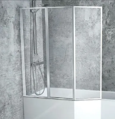Produktbild von ECOLAM Badewannenabtrennung Ambition Premium 3 Duschwand für Badewanne Faltwand 3-teilig 140 cm Klarglas Glas