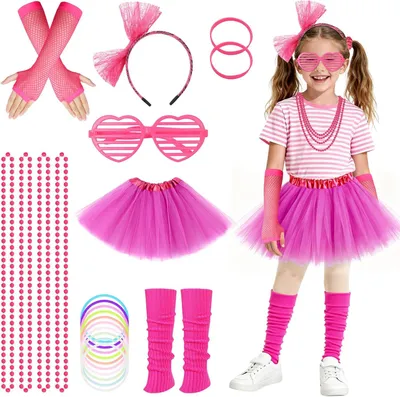Productafbeelding van Verkleedkostuum accessoires, tutu, haarband, armbanden, 80s stijl, voor feestjes