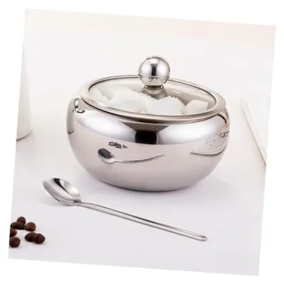 Produktbild von Edelstahl-gewürzbehälter Deckel und Löffel für Salz Pfeffer Zucker und Andere Gewürze Aufbewahrungsglas für Gewürze aus Edelstahl Küchenutensilien