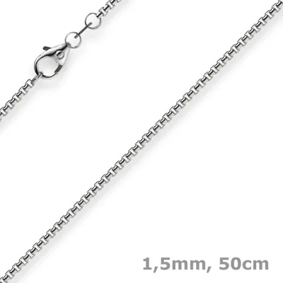 Produktbild von 1,5mm Venezianerkette aus 750 Gold Weißgold Kette Collier Halskette rund 50cm