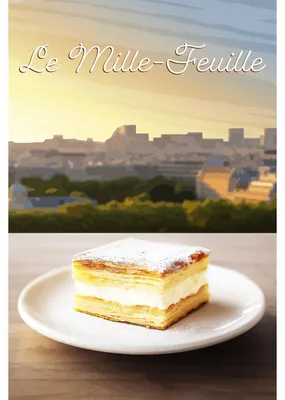 Image de Tableau mural encadré illustration mille-feuille 65x97 cm, Tableau mural moderne pour décoration intérieure
