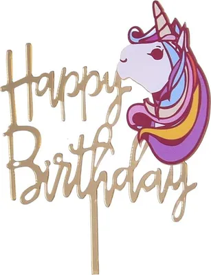 Produktbild von Acryl-Topper „Happy Birthday“ Einhorn Unicorn wz2