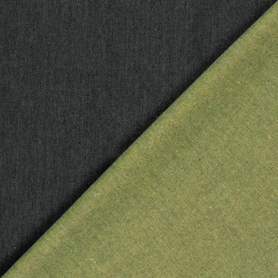 Produktbild von Jeansstoff bicolor grün - Jeans Stoff Meterware zweifarbig - robuster Köper Doubleface, stabieler Denim reißfest, Jeansjacke nähen hellgrün *Ab 50cm