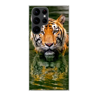 Produktbild von MuchoWow® Handyhülle Schutzhülle Hülle für Samsung Galaxy S22 Ultra Tiger - Wasser - Spiegelung Silikon Softcase Handy Hülle - Abbildung