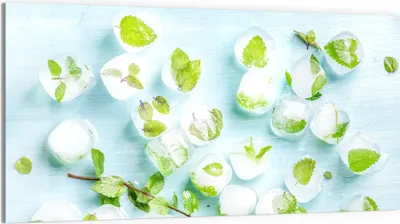 Produktbild von DEQORI Glasbild Echtglas 100x50 cm 'Minzige Frische' Wandbild Bild modern Deko