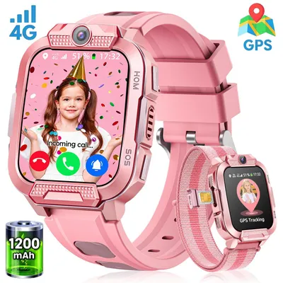 Produktbild von 2026 4G Kinder Smartwatch mit GPS Telefon Video SOS für Jungen Mädchen Smartwatch 4-fache Ortung (GPS, WLAN, LBS, AGPS), Sicherheitszonen, Eltern App