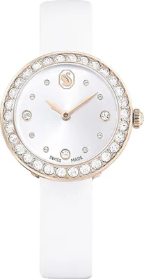 Image de Swarovski Matrix Tennis Uhr, Schweizer Produktion, Lederarmband, Weiß, Champagne-vergoldetes Finish MATRIX TENNIS:LS WHT/WHT/PCG 5710103