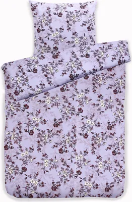 Produktbild von Bettwäsche Winter Biber Mischgewebe Baumwolle Polyester Feinbiber 135x200 + 80x80 cm mit Reißverschluss Größe: 2 teilig Design: FLOWERS Lavendel