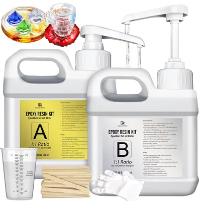Epoxidharz-Set 2,4 l, kristallklar, selbstnivellierend, mit Pumpe
