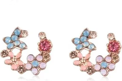 Image de Boucles d'oreilles Flamenco Mystique Boucles d'oreilles avec zircon cubique en forme de fleurs, couleur K1674, dimensions 1,2 x 1,1 cm
