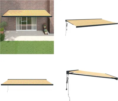 Obrázok produktu pre vidaXL Markíza žlto-biela 5x3 m látka a hliník - Markízy - Markízy - Markízy sťahovacie - Markízy sťahovacie