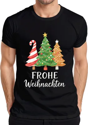 Produktbild von FROHE Weihnachten Weihnachtsbaum Tannenbaum Zuckerstange Lebkuche Herren T-Shirt, Schwarz, 3XL