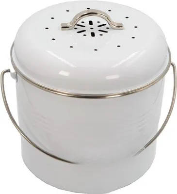 Immagine prodotto di Contenitore per compost da 3 litri – Con 2 filtri al carbone – Anti-odore – Contenitore per rifiuti organici – Con manico – 21,5x19x20,5 cm