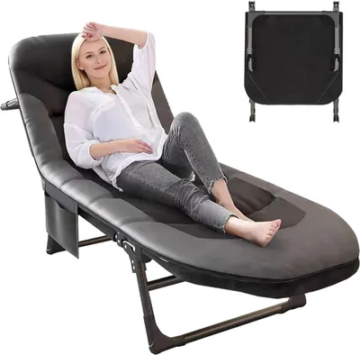 Obrázek produktu pro Skládací lehátko – zahradní křeslo – lehátko na kempování – pro relaxaci venku – 6 poloh nastavení – 190 x 60 cm – černé