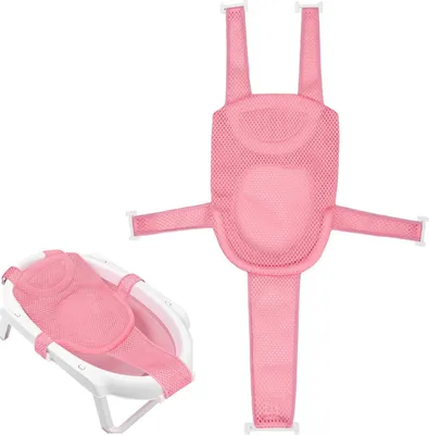 Produktbild von STILVORA Babywannen, Baby Badeunterlage mit Kopfstütze, Baby Badewannennetz für sicheren Komfort, Ideal für Neugeborene und Säuglinge, Rosa