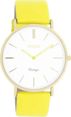 Produktbild von Oozoo Damen Lederarmband Uhr Vintage Series gelb Analog Quarzuhr UOC20317
