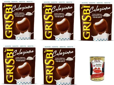 Produktbild von Grisbì Colazione con crema allo yogurt gr. 225, gefüllt mit Sahne, zubereitet mit Joghurt 5x 225gr + Italian Gourmet polpa 400gr