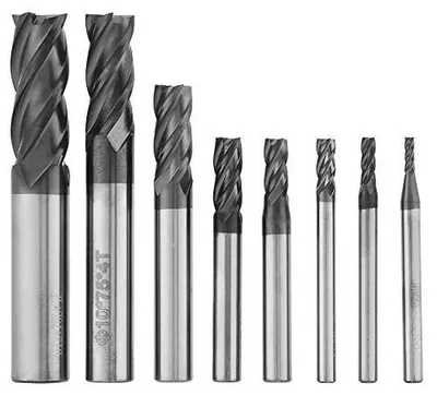 Zdjęcie produktu dla Zestaw frezów węglikowych 8-częściowy - 4 ostrza - do aluminium/miedzi/stali