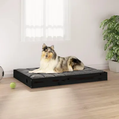 Obrázek produktu pro vidaXL Pelíšek pro psy černý 91,5x64x9 cm Masivní borovicové dřevo